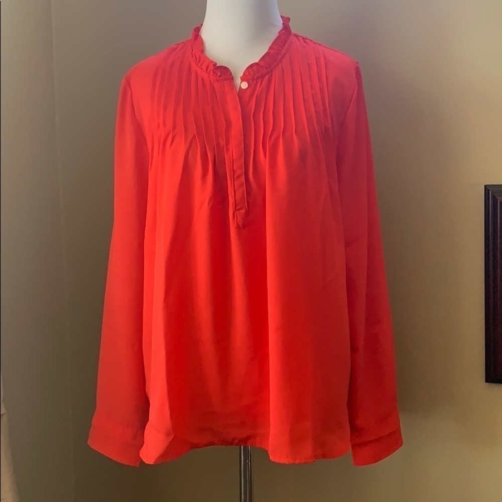 J crew top blouse red pink size 10